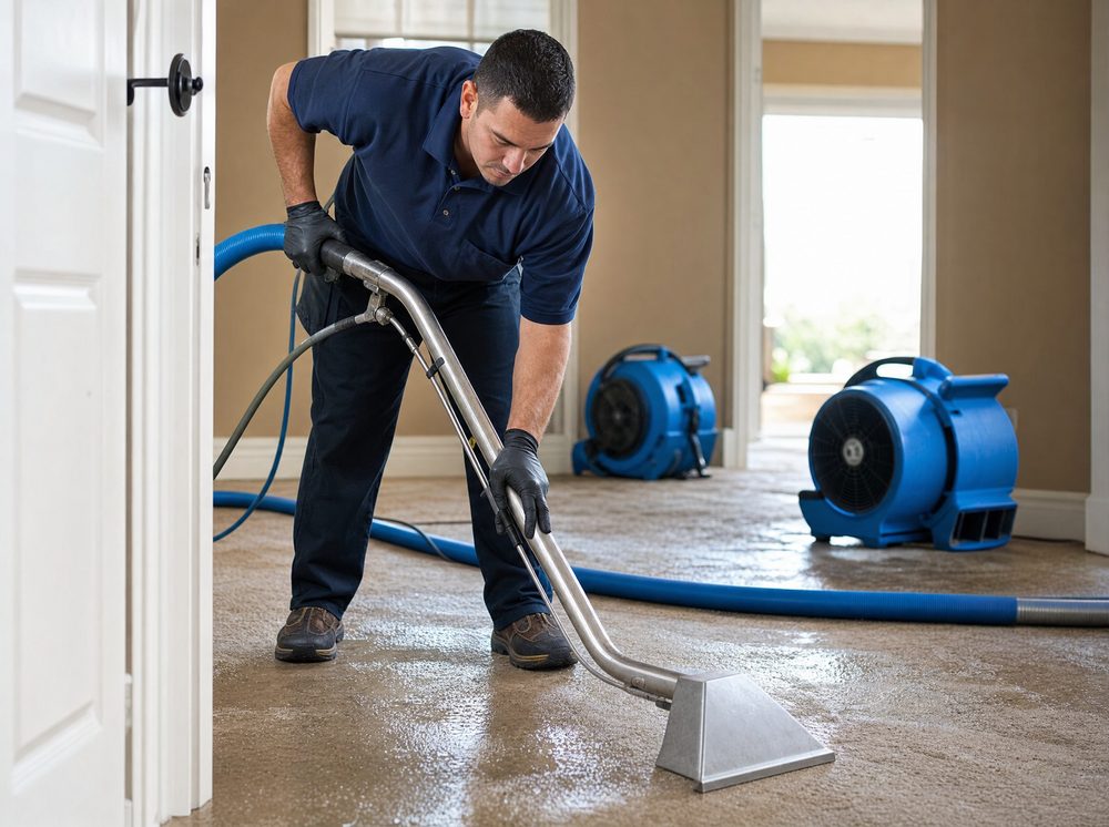 Water damage restoration — professional extraction